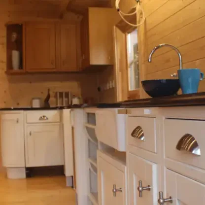 Two Bedroom Log Cabin Kitchen