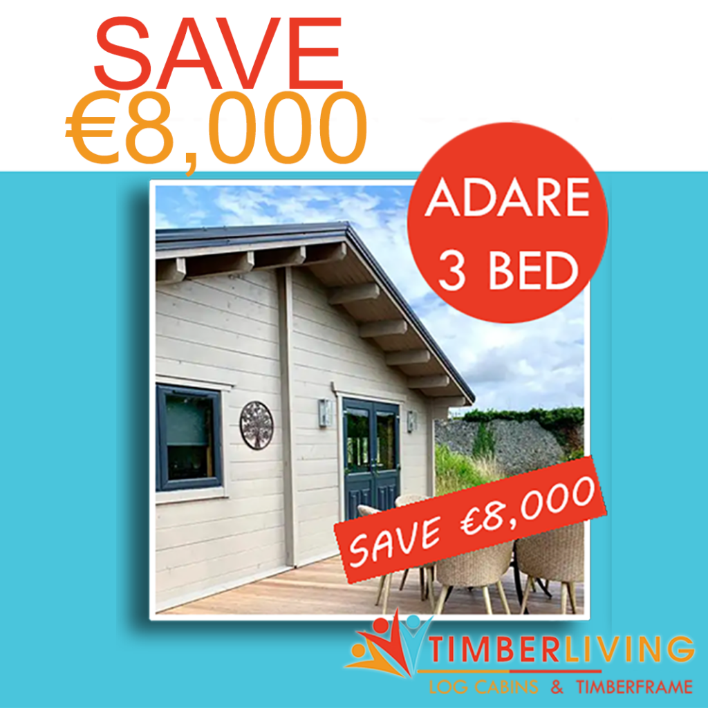 Save €8,000 on the Aare Three Bedroom Log cabin.
