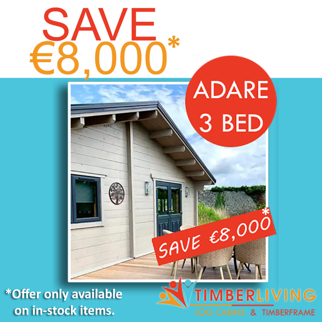 Save up to €8000 on in-stock ADARE log cabins