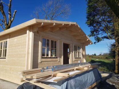 a wooden house under construction