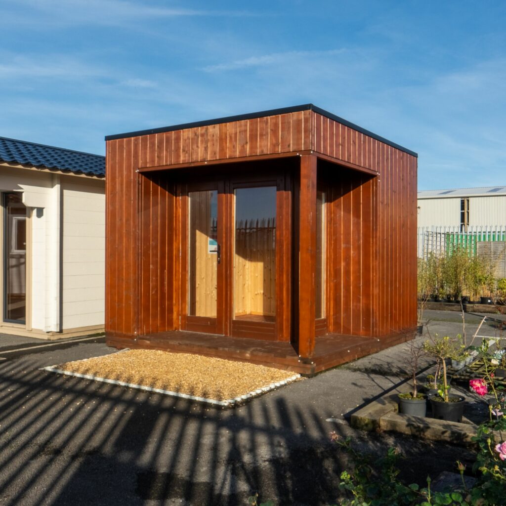 small wooden cube shaped cabin